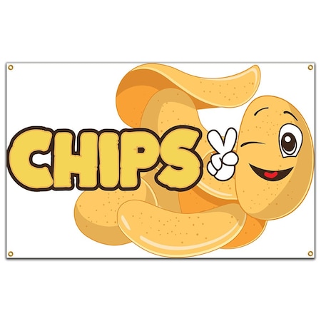 Chips 2 Banner Concession Stand Food Truck Single Sided
